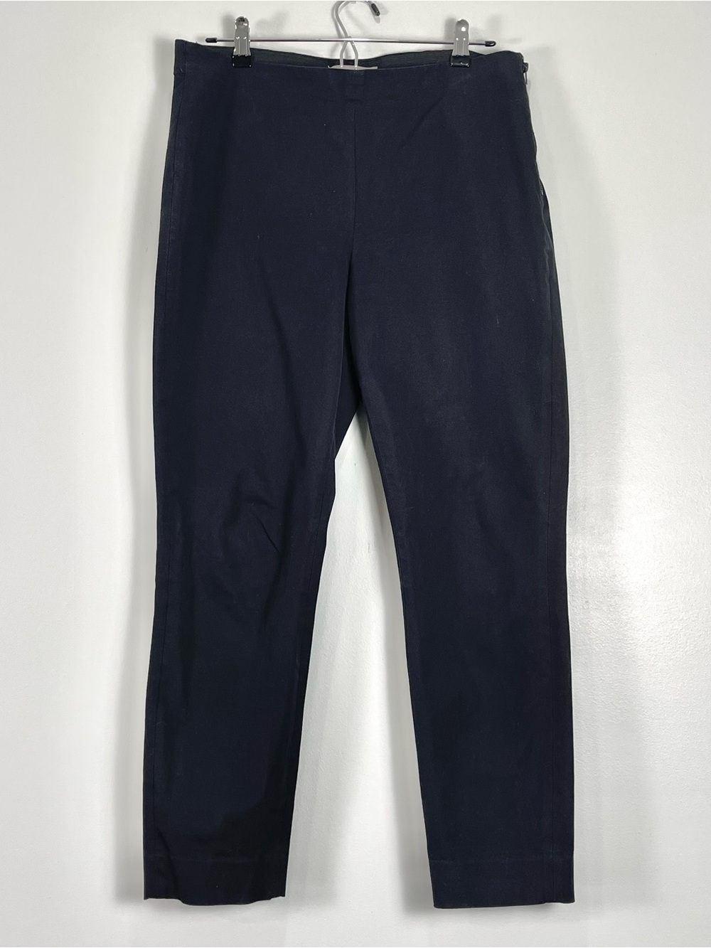 EVERLANE Women's Cotton Stretch Black Pants Elastic Waist Zip Closure Size 12